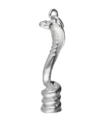 Zilveren Cobra slang XL ketting hanger