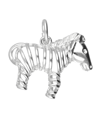 Zilveren Zebra opengewerkt ketting hanger
