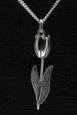 Zilveren Tulp ketting hanger