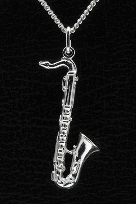 Zilveren Saxofoon tenor ketting hanger