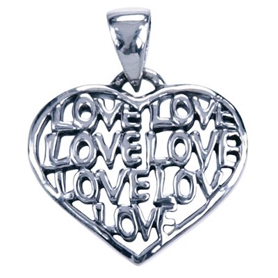 Zilveren Hart met Love ketting hanger