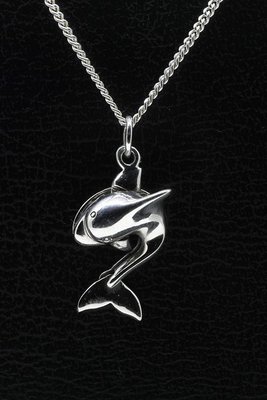 Zilveren Dolfijn ketting hanger - bewegende staart