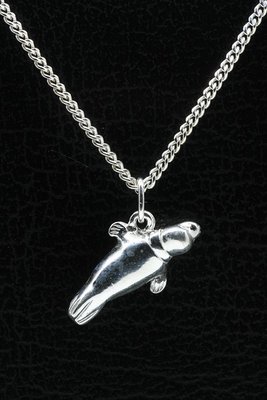 Zilveren Zeehond ketting hanger - 7