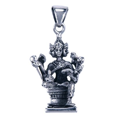 Zilveren Shiva ketting hanger - zittend op zuil