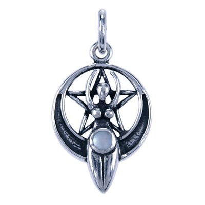 Zilveren Gaia ketting hanger - op pentagram