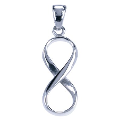Zilveren Lemniscaat Infinity staand ketting hanger - klein met oog