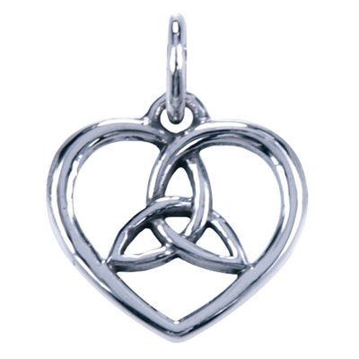 Zilveren Keltische hart ketting hanger - met triqueta