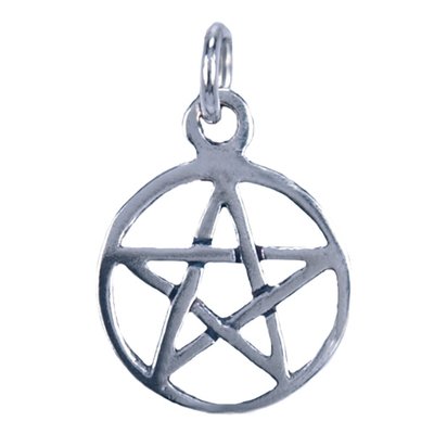 Zilveren Pentagram ketting hanger - in cirkel 16 mm