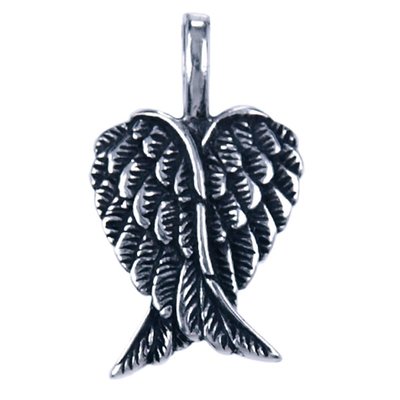 Zilveren Engel vleugel ketting hanger - dubbel klein