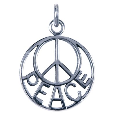 Zilveren Vredesteken peace ketting hanger