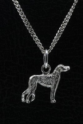 Zilveren Deerhound ketting hanger - klein