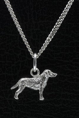 Zilveren Curly coated retriever ketting hanger - klein