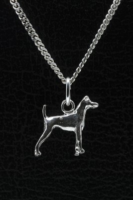 Zilveren Japanse terrier ketting hanger - klein