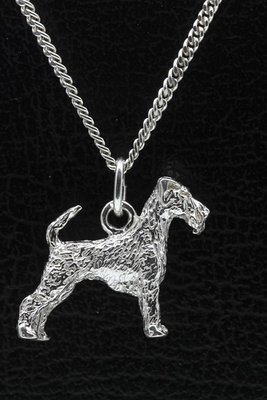 Zilveren Irish terrier ketting hanger - groot