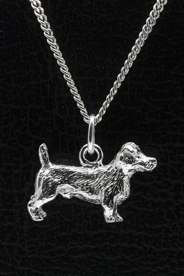 Zilveren Jack russel Terrier ruwhaar ketting hanger - groot