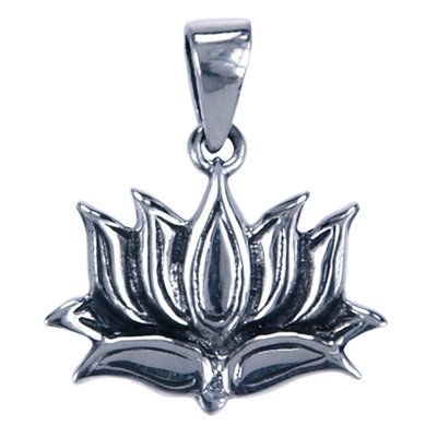 Zilveren Lotus zijaanzicht ketting hanger