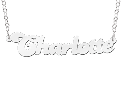 Zilveren Naamketting lettertype Charlotte