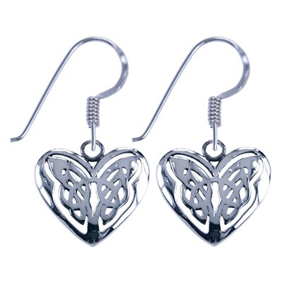 Zilveren Keltisch hart symbool oorhanger oorbel