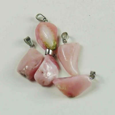 Opaal roze edelsteen ketting hanger rvs