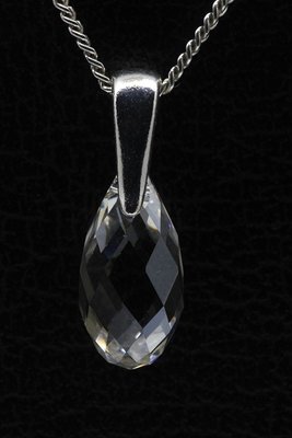 Swarovski kristal Briolette silver shade ketting hanger - klein