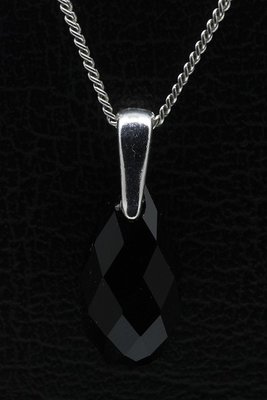 Swarovski kristal Briolette black ketting hanger - middel