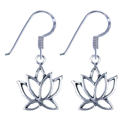 Zilveren Lotus oorhangers