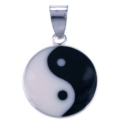 Zilveren Yin Yang ketting hanger - 12 mm