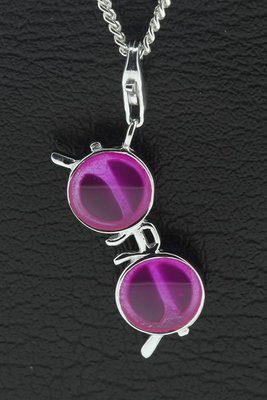 Zilveren Zonnebril met ronde glazen lila hanger en/of bedel