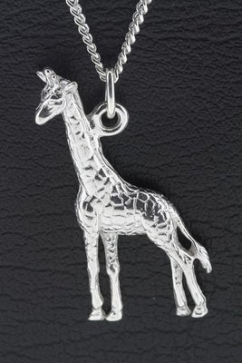 Zilveren Giraf groot ketting hanger