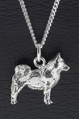 Zilveren Finse Lappenhond groot ketting hanger