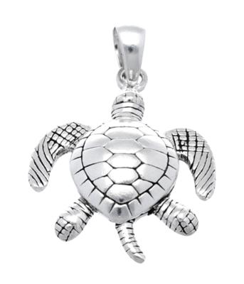 Zilveren Schildpad met bewegende delen kettinghanger
