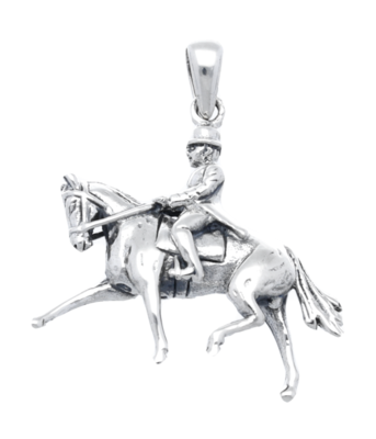 Zilveren Paarden dressuur kettinghanger