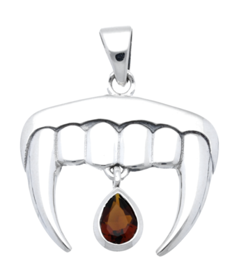 Zilveren Dracula - Vampier tanden kettinghanger