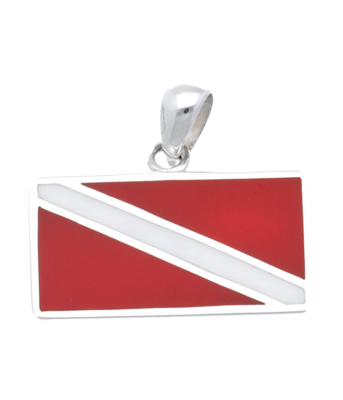 Zilveren Duikvlag rood-wit kettinghanger
