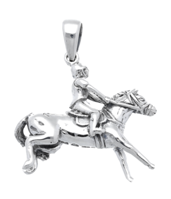 Zilveren Paard met ruiter kettinghanger