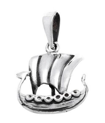Zilveren Viking schip bolle zeilen kettinghanger
