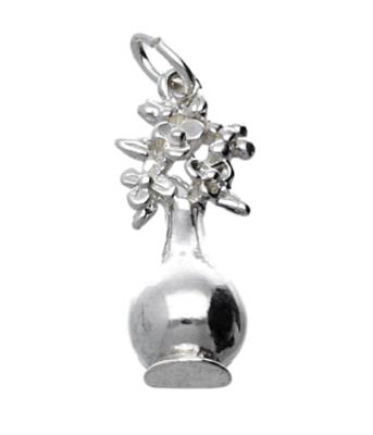 Zilveren Vaas met bloemen kettinghanger