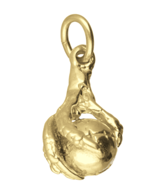 Gouden Kaatsbal met klauw middel kettinghanger