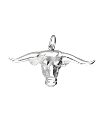 Zilveren Stierenkop met horens XL kettinghanger