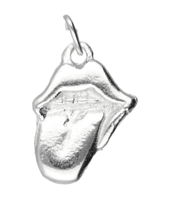 Zilveren Mond met uitgestoken tong klein kettinghanger