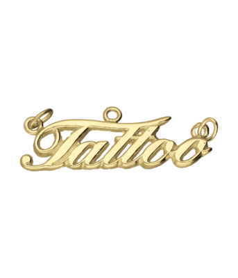 Gouden Tattoo letters groot kettinghanger