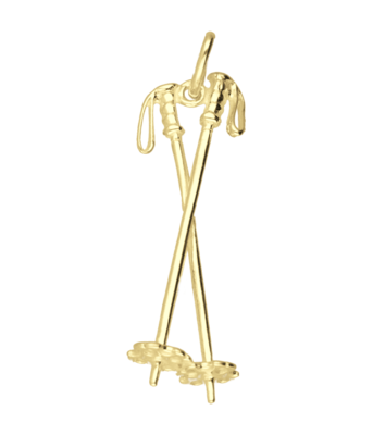 Gouden Skistokken ketting hanger