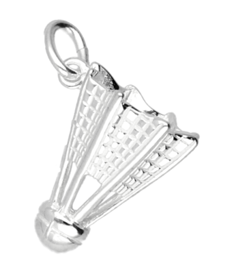 Zilveren Badminton shuttle ketting hanger - groot