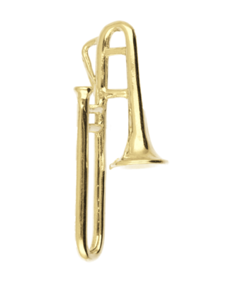 Gouden Trombone groot ketting hanger