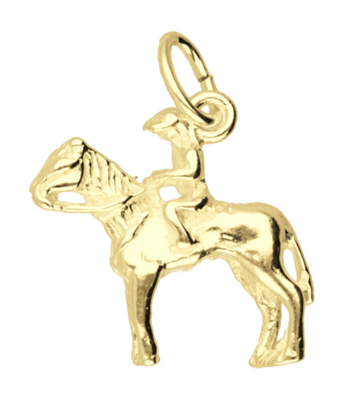 Gouden Paard met ruiter ketting hanger