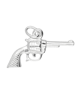 Zilveren Revolver middel ketting hanger