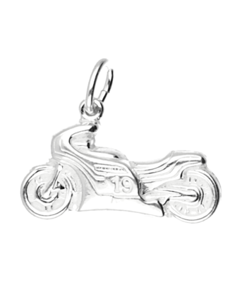 Zilveren Racemotor ketting hanger