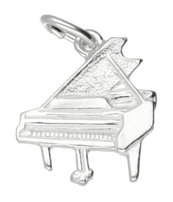 Zilveren Piano vleugel ketting hanger - vlak