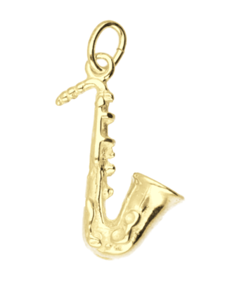 Gouden Saxofoon middel ketting hanger