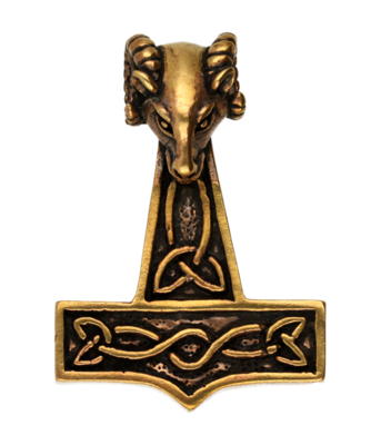 Hamer van Thor met ram ketting hanger - brons